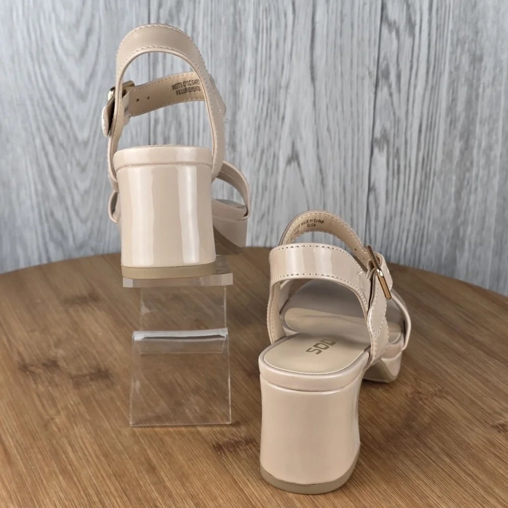 Children Beige Platform Heels with Ankle Strap( MACEY-ISS)